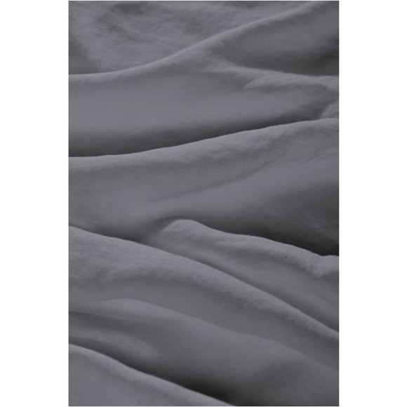 The Threadery 3 Piece Queen Duvet Cover Set Pure Belgian Linen Grey Quiet Shade - Picture 7 of 15